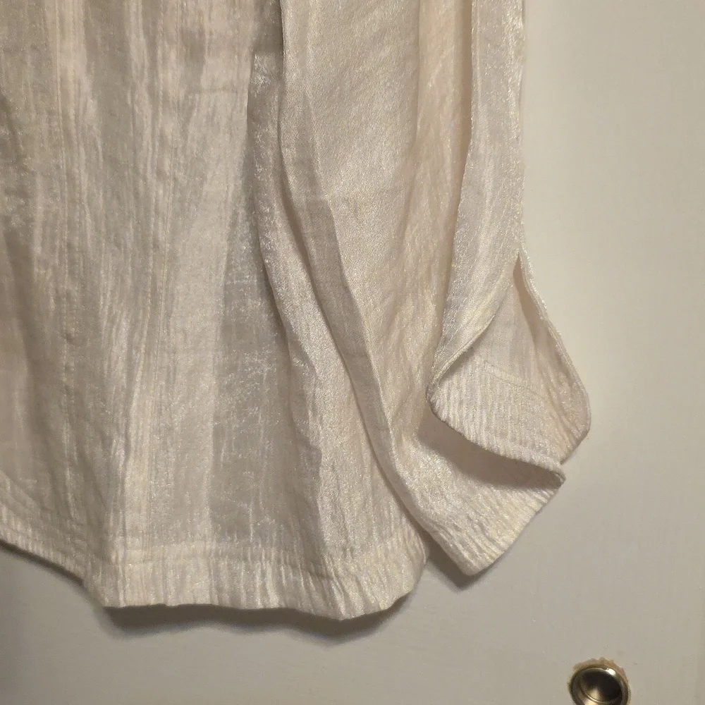 Ruby Rd. White Shimmery Button-Up Jacket - Picture 6 of 7